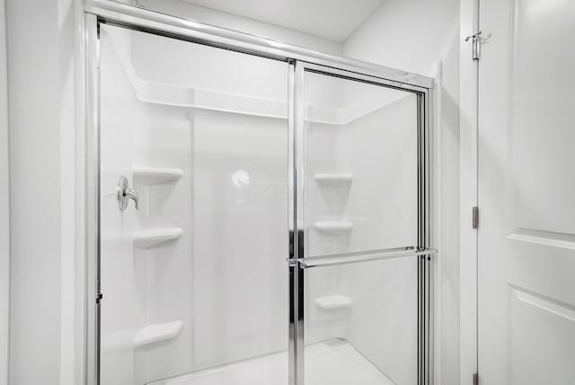 bathroom with a stall shower