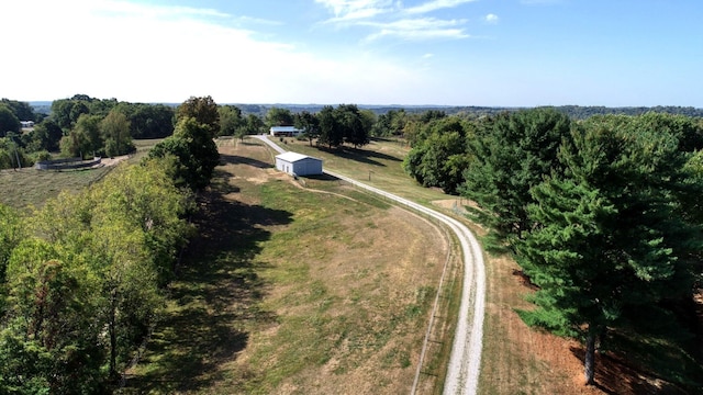 drone / aerial view featuring a rural view