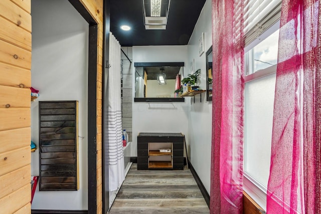 hallway featuring wood-type flooring