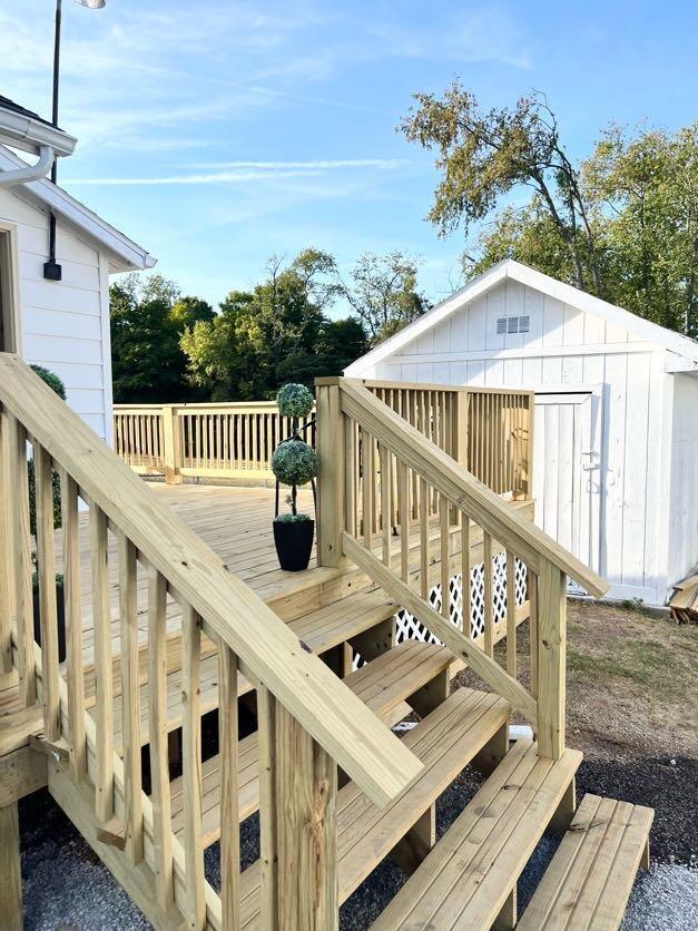 deck featuring a storage unit