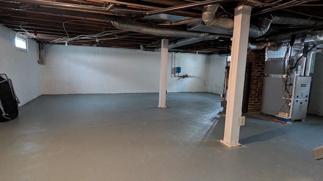 basement with heating unit