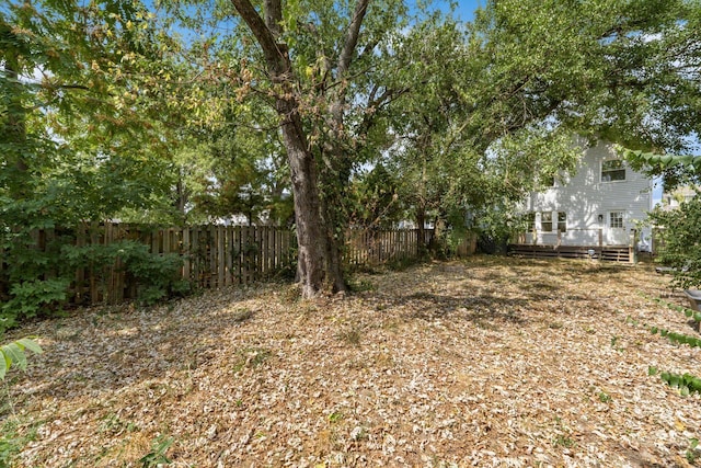 view of yard featuring a wooden deck