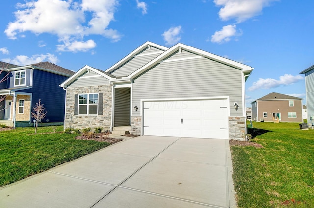 craftsman-style house with a garage and a front yard