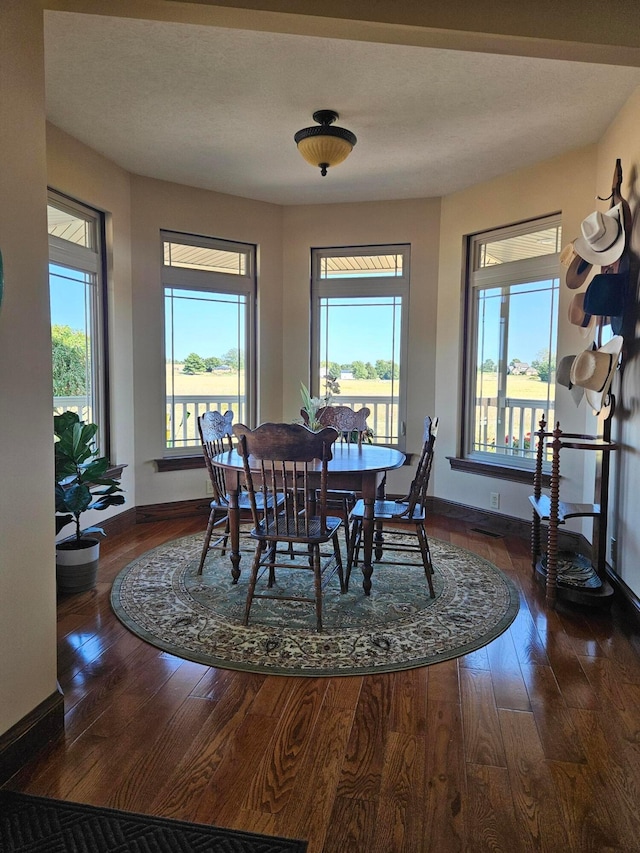 dining area featuring dark hardwood / wood-style flooring and a wealth of natural light