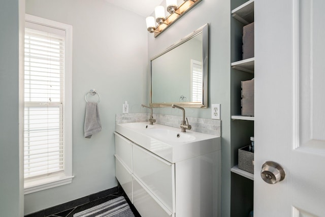 bathroom featuring vanity and tile patterned floors