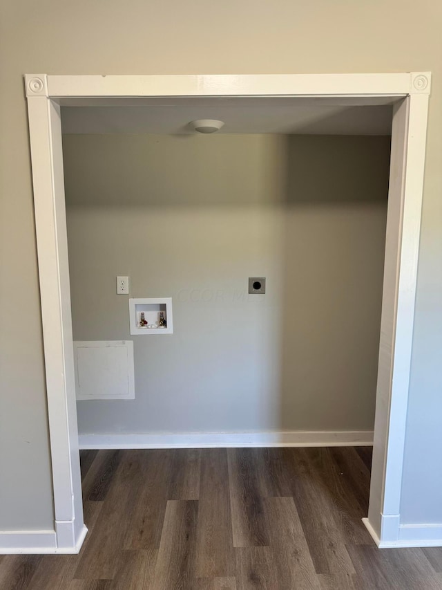 laundry area with hookup for a washing machine, dark hardwood / wood-style flooring, and hookup for an electric dryer