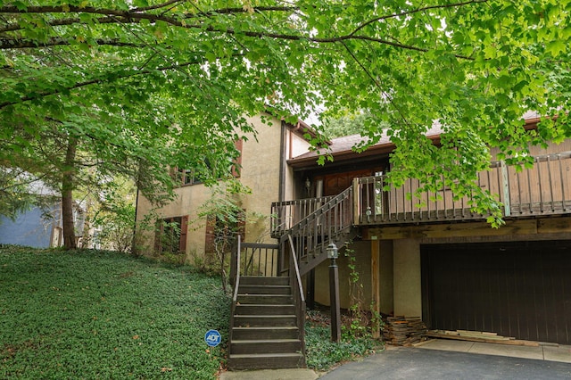 exterior space with a garage