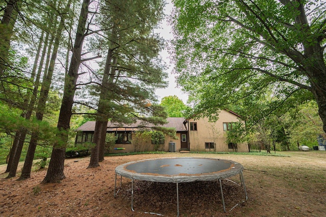 view of yard with a trampoline