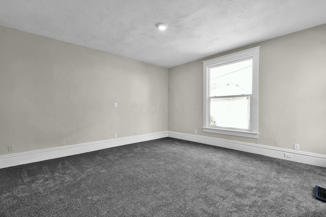 spare room with carpet flooring and a textured ceiling