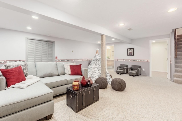 living room featuring carpet floors