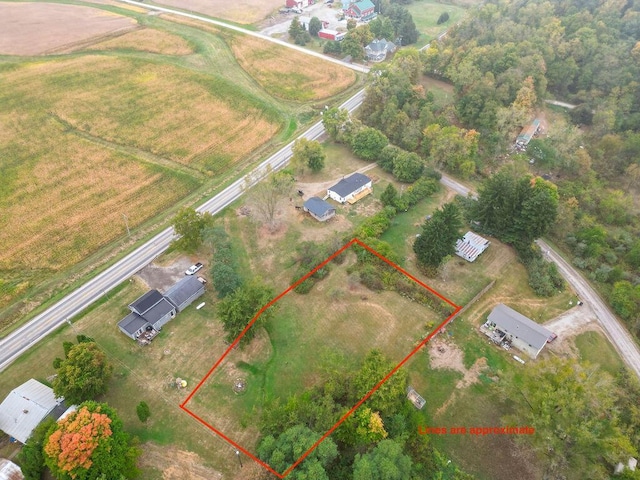 bird's eye view with a rural view