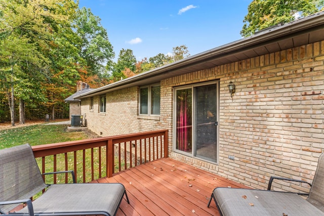 wooden terrace with central AC unit