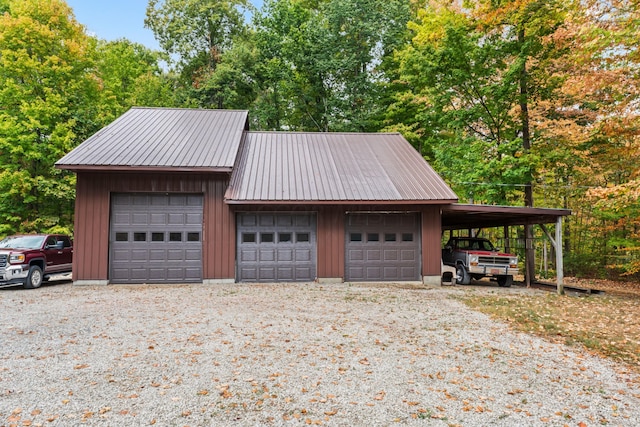 garage with a carport