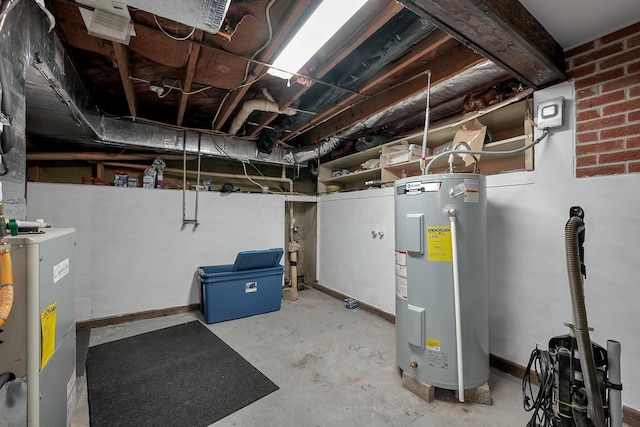 basement with water heater