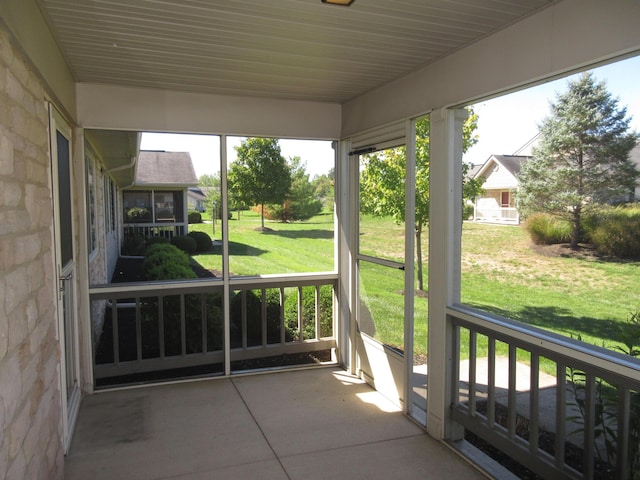 view of unfurnished sunroom