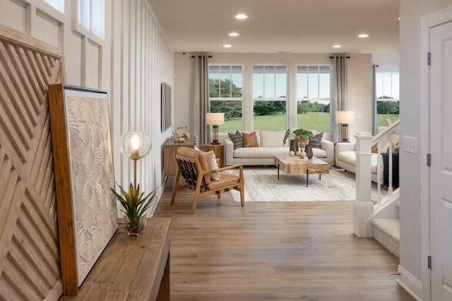 8768 Apricot Way Lot 1918, Plain City, OH 43064 - living area featuring wood finished floors and recessed lighting