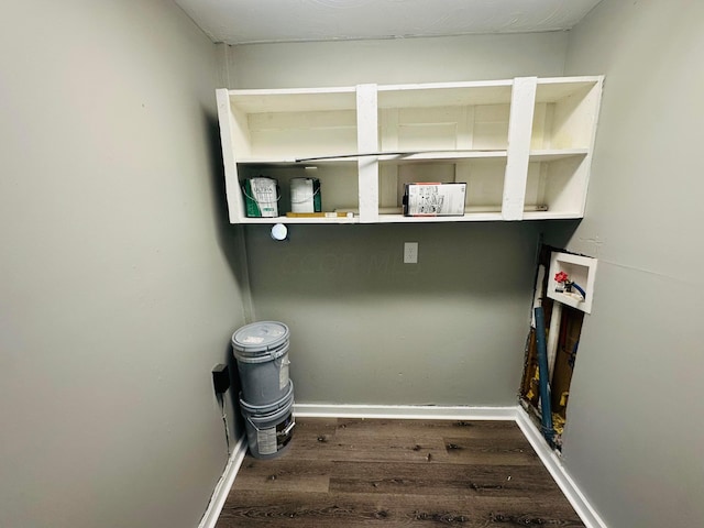 laundry area with washer hookup and dark hardwood / wood-style floors