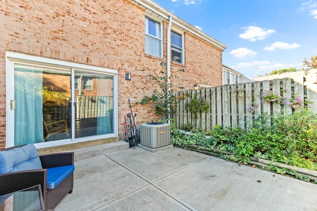 view of patio / terrace featuring central air condition unit