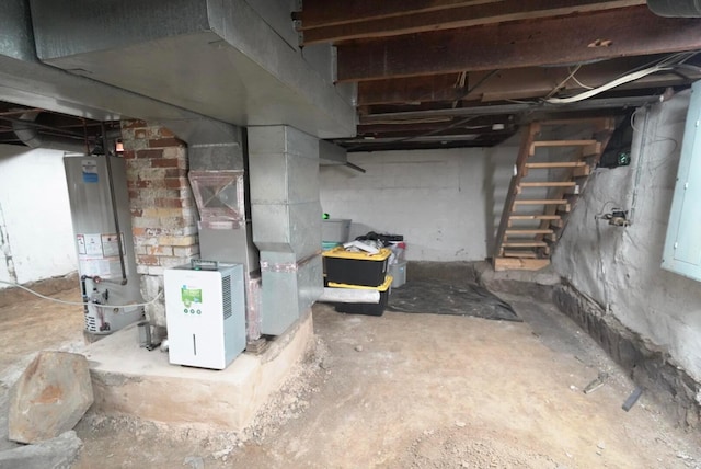 basement with water heater