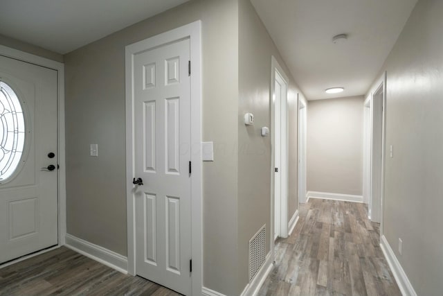 foyer with wood-type flooring