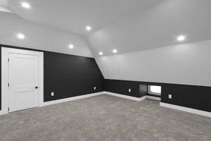 1571 Dyer Rd, Grove City, OH 43123 - carpeted home theater room with vaulted ceiling and recessed lighting