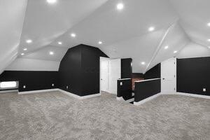 1571 Dyer Rd, Grove City, OH 43123 - home theater room featuring lofted ceiling, carpet floors, and recessed lighting