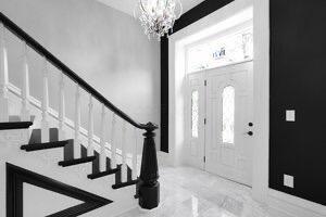 1571 Dyer Rd, Grove City, OH 43123 - entrance foyer with stairway, a chandelier, and marble tiled floors