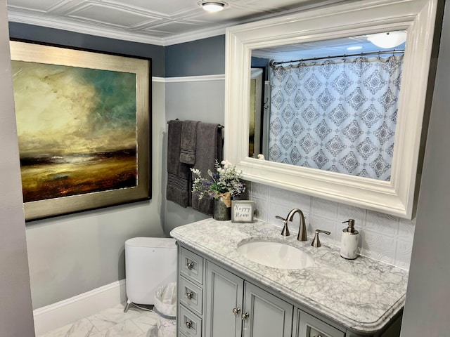 bathroom featuring backsplash and vanity