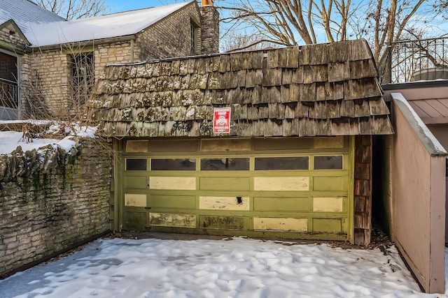 exterior space featuring a garage