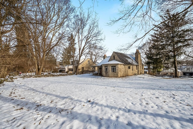 view of yard covered in snow