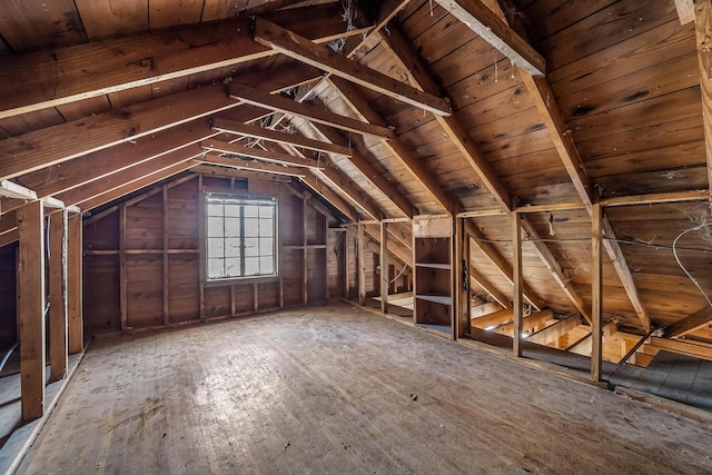 view of unfinished attic