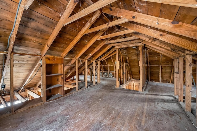 view of unfinished attic