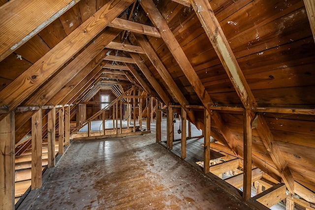 view of unfinished attic