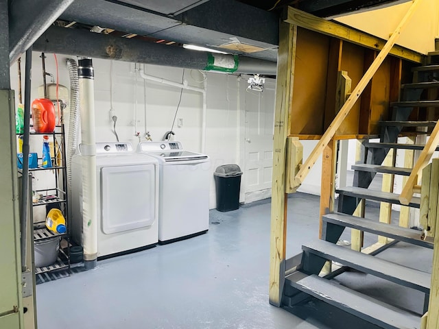 basement featuring separate washer and dryer