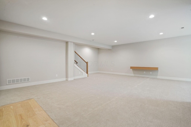 basement with carpet