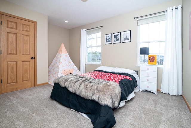 bedroom with carpet