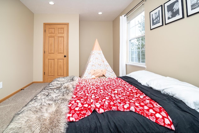 bedroom with carpet