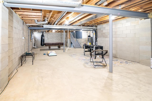 basement with gas water heater