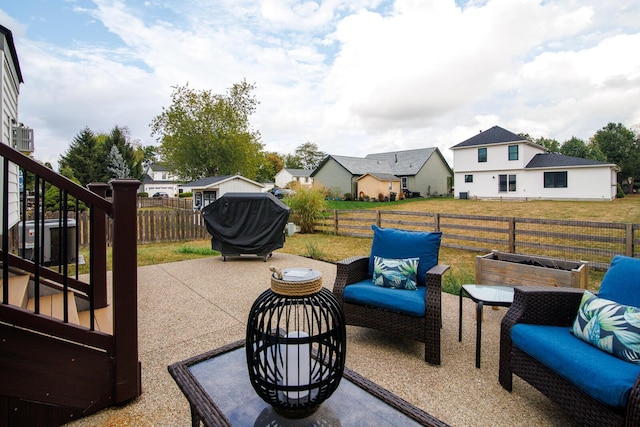 view of patio / terrace featuring an outdoor hangout area and central air condition unit