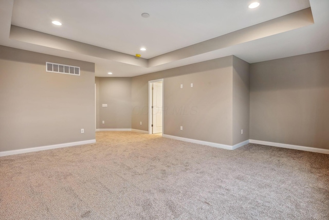 basement with light carpet