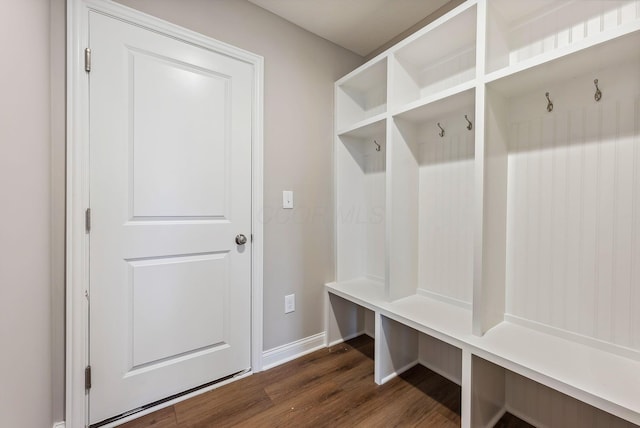 mudroom with dark wood-type flooring