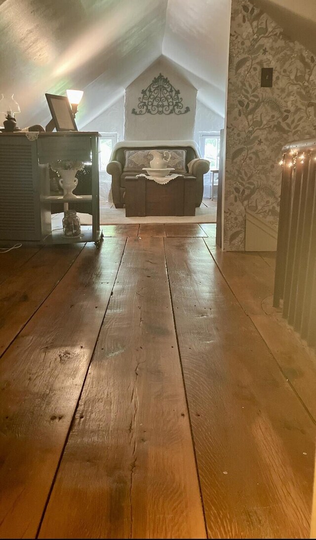 interior space featuring lofted ceiling