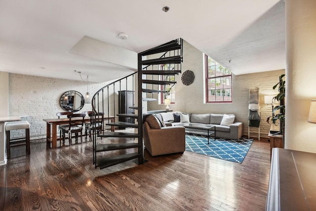 living room featuring dark hardwood / wood-style flooring