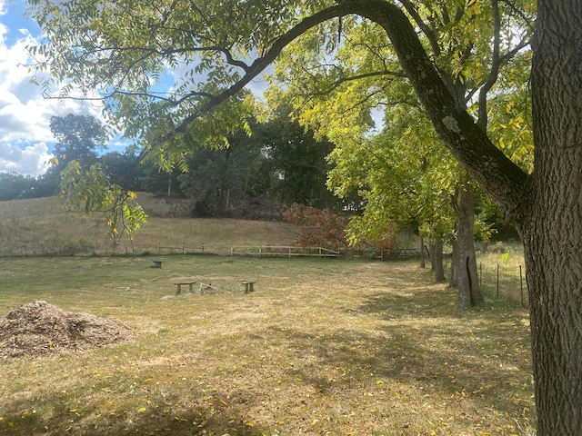 view of yard with a rural view