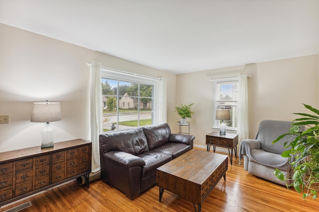 living room featuring light hardwood / wood-style floors