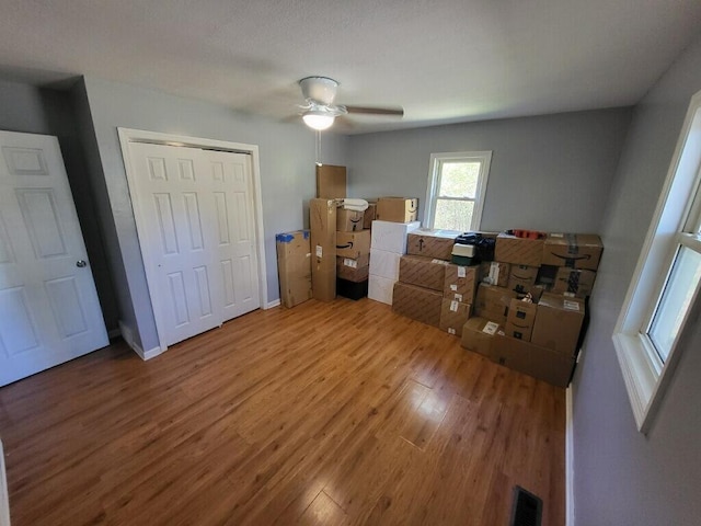 storage area with ceiling fan