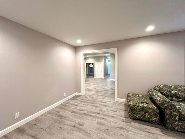 hall featuring light wood-type flooring