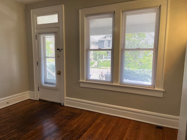 doorway to outside featuring dark hardwood / wood-style flooring