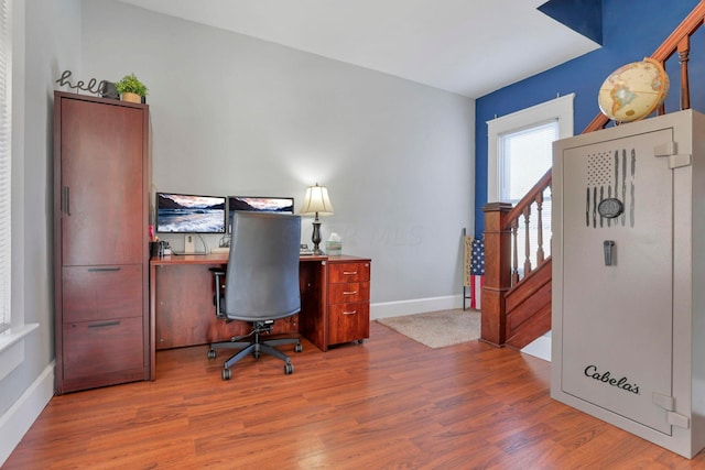 home office featuring wood-type flooring