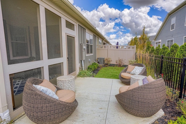 view of patio / terrace with central AC unit